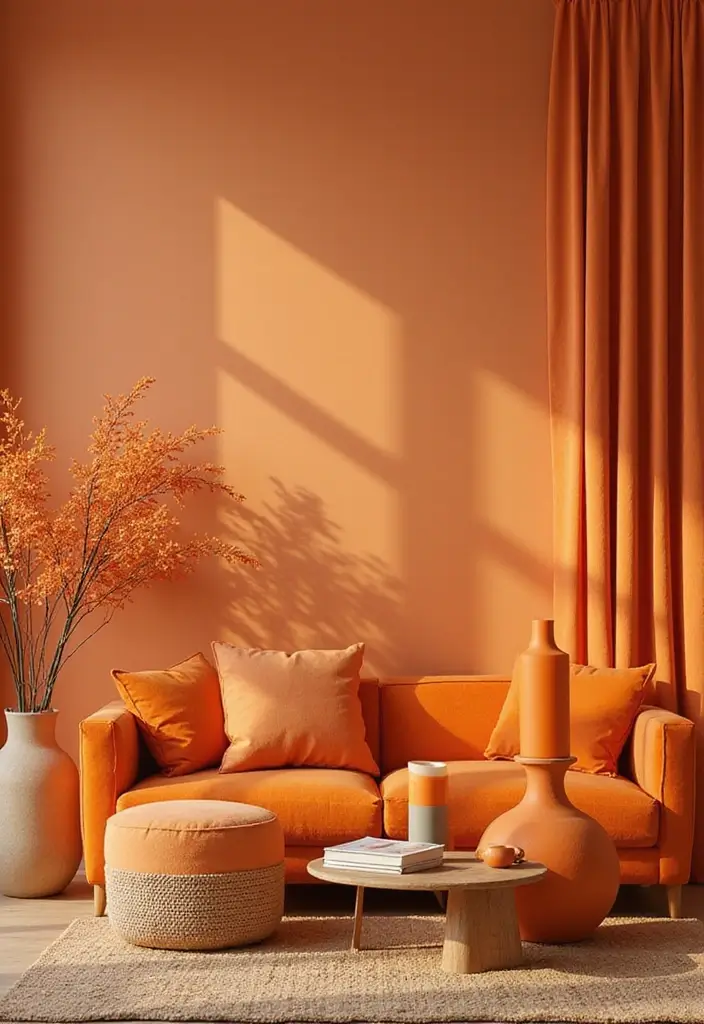 28 Orange Grey Living Room Ideas That Feel Vibrant and Balanced - 27. Orange Decorative Accessories