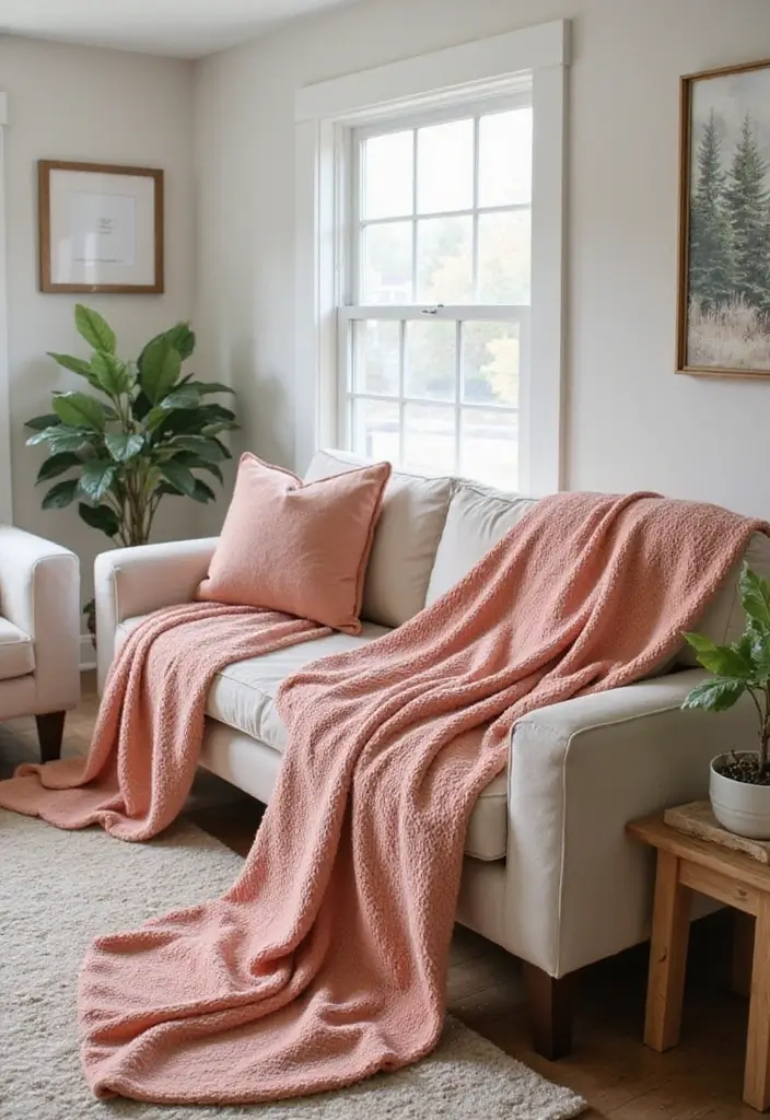 28 Rose Gold Living Room Ideas That Add Glamour and Shine - 14. Unique Rose Gold Throw Blankets