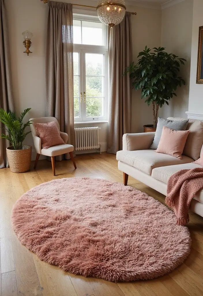 28 Rose Gold Living Room Ideas That Add Glamour and Shine - 17. Beautifully Designed Rose Gold Rugs