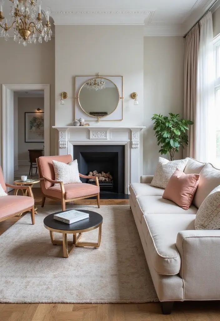 28 Rose Gold Living Room Ideas That Add Glamour and Shine - 20. Rose Gold Accent Chairs