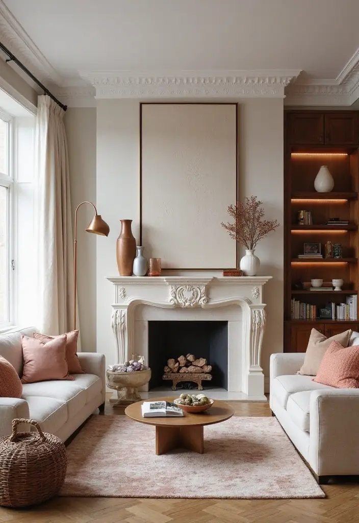 28 Rose Gold Living Room Ideas That Add Glamour and Shine - 22. Combining Rose Gold with Other Metallics