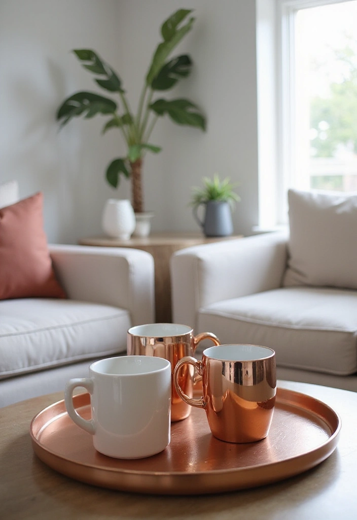 28 Rose Gold Living Room Ideas That Add Glamour and Shine - 27. Rose Gold Coffee Mugs
