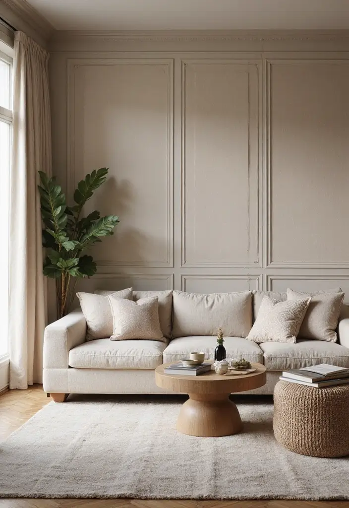 28 Wall Paneling Living Room Ideas That Add Character and Warmth - 13. Fabric Paneling