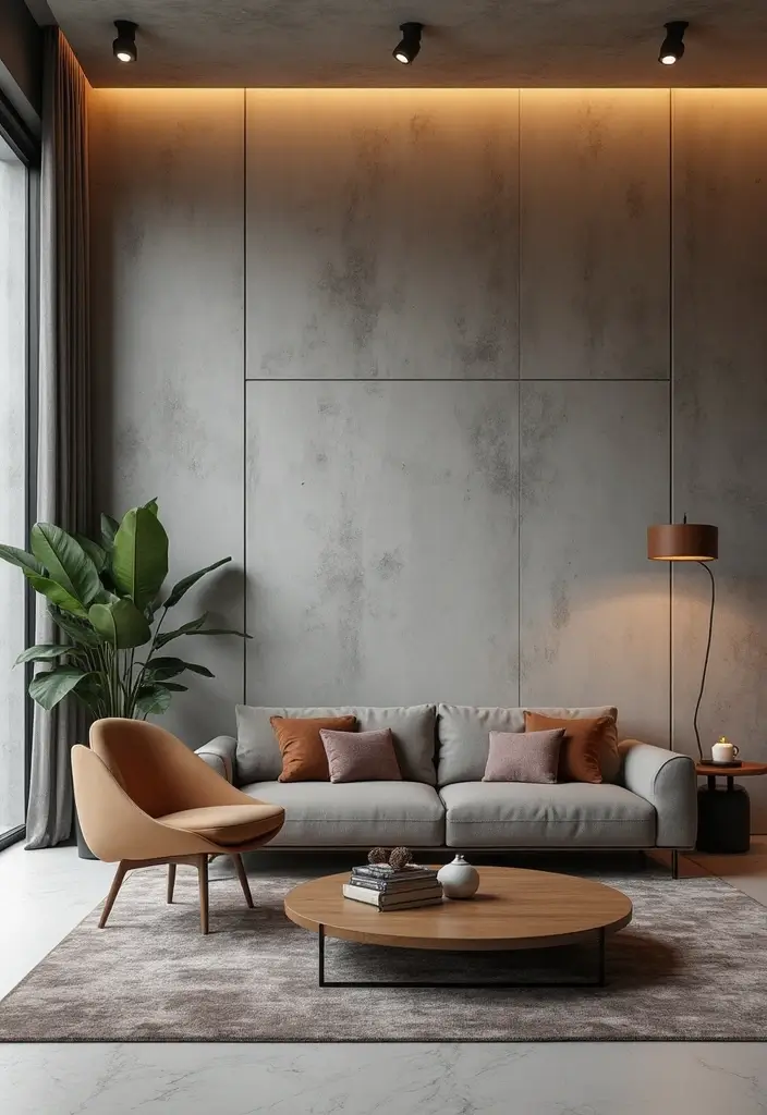 28 Wall Paneling Living Room Ideas That Add Character and Warmth - 14. Concrete Paneling