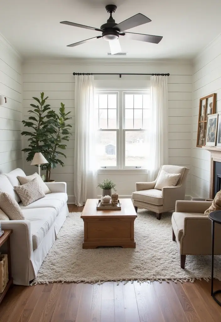 28 Wall Paneling Living Room Ideas That Add Character and Warmth - 2. Shiplap Walls
