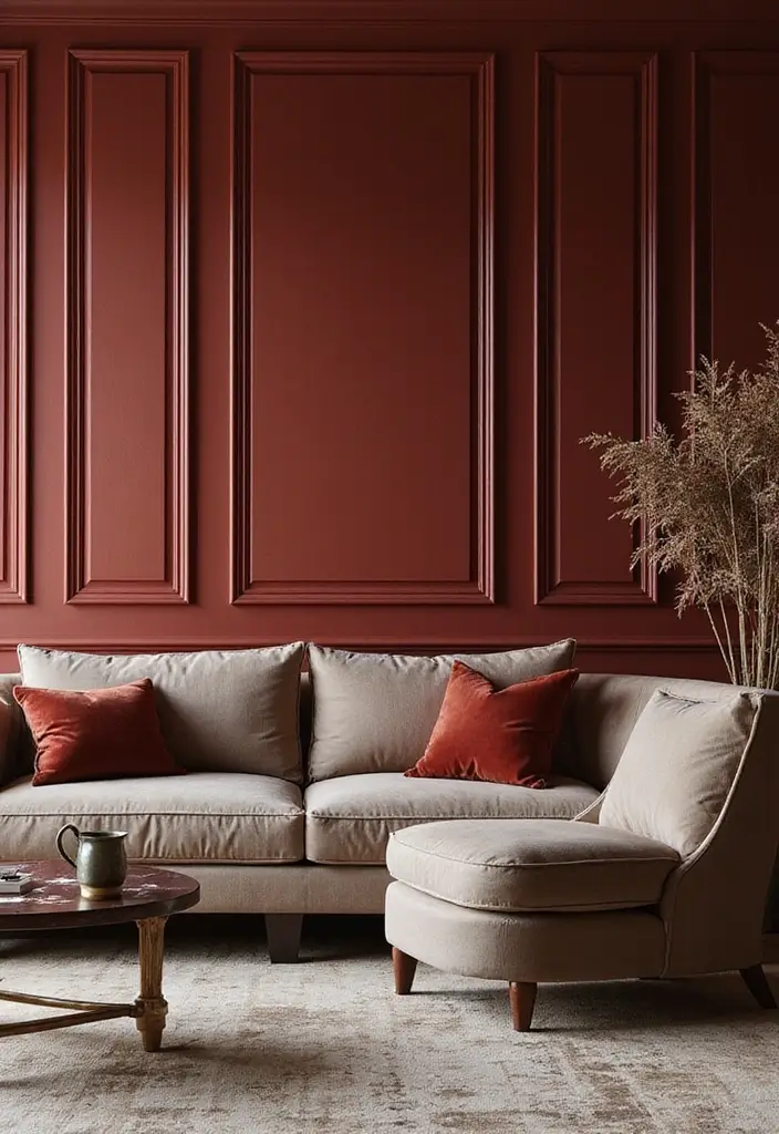 28 Wall Paneling Living Room Ideas That Add Character and Warmth - 20. Velvet Paneling