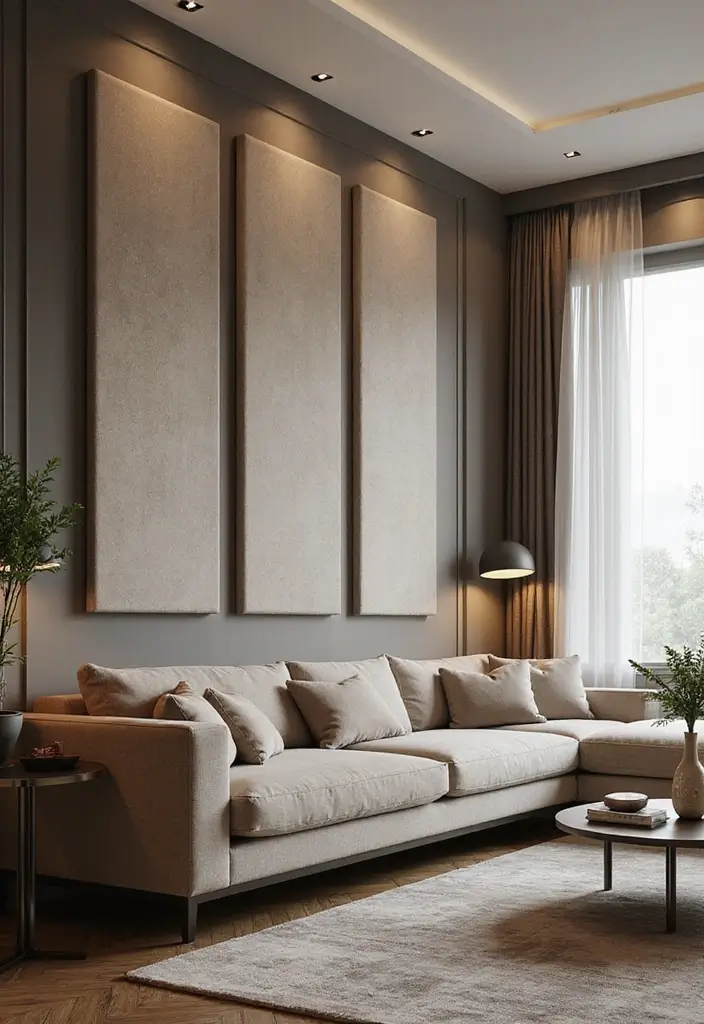 28 Wall Paneling Living Room Ideas That Add Character and Warmth - 22. Acoustic Wall Panels