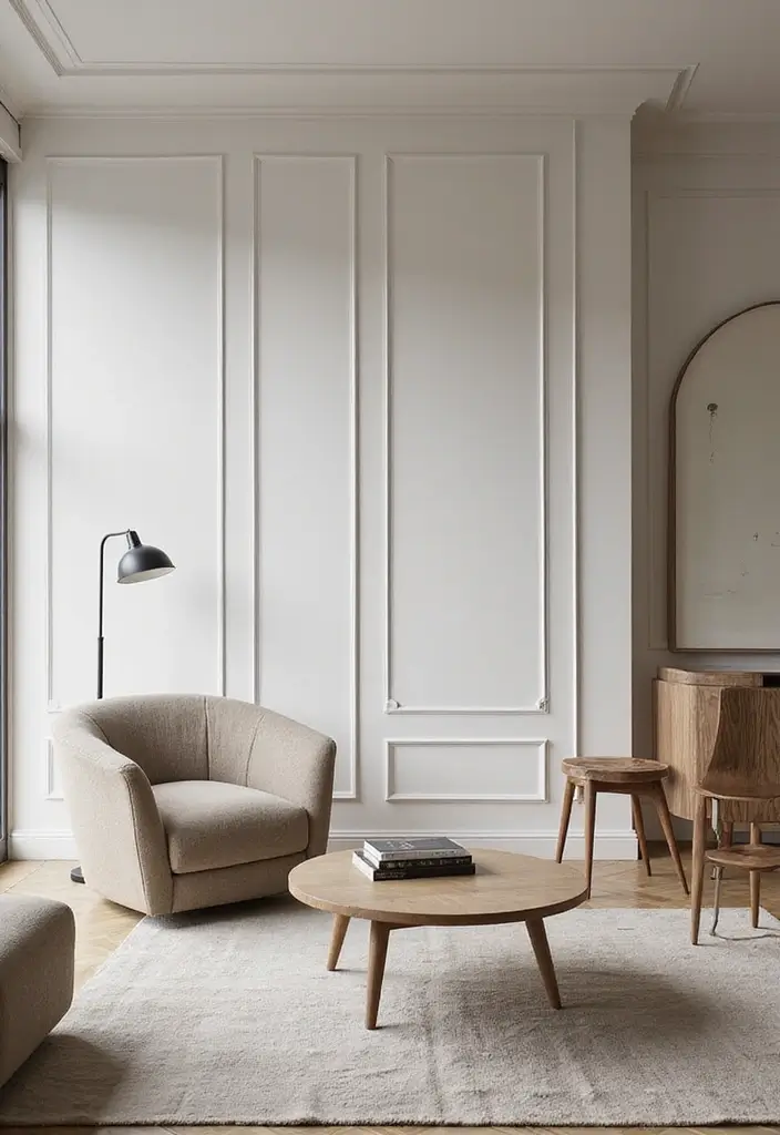 28 Wall Paneling Living Room Ideas That Add Character and Warmth - 28. Minimalist Paneling