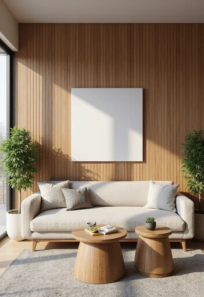 28 Wall Paneling Living Room Ideas That Add Character and Warmth - 3. Vertical Wood Paneling