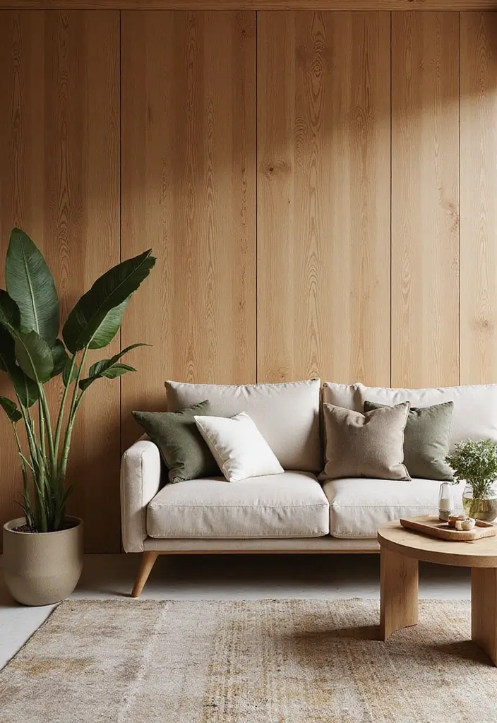 28 Wall Paneling Living Room Ideas That Add Character and Warmth - 6. Eco-Friendly Bamboo Panels