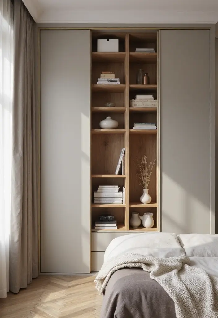 28 Wardrobe Design Living Room Ideas That Add Storage and Style - 1. Sleek Built-in Wardrobes