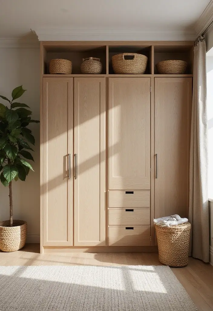 28 Wardrobe Design Living Room Ideas That Add Storage and Style - 11. Textured Wardrobe Features