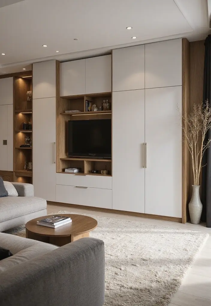 28 Wardrobe Design Living Room Ideas That Add Storage and Style - 16. Modular Wardrobe Designs