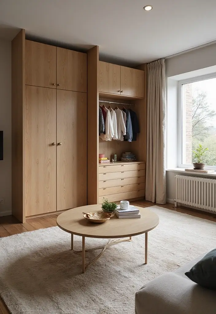 28 Wardrobe Design Living Room Ideas That Add Storage and Style - 17. Wardrobe Solutions for Small Living Rooms