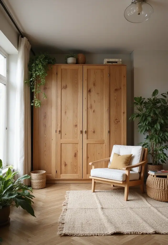 28 Wardrobe Design Living Room Ideas That Add Storage and Style - 26. Sustainable Wardrobe Designs