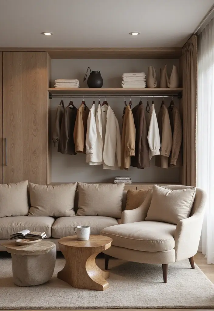 28 Wardrobe Design Living Room Ideas That Add Storage and Style - 27. Monochromatic Wardrobe Designs