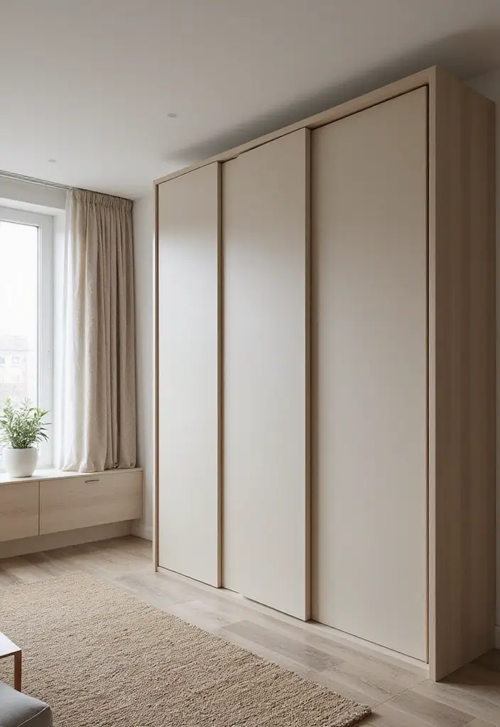28 Wardrobe Design Living Room Ideas That Add Storage and Style - 8. Minimalist Wardrobe Designs