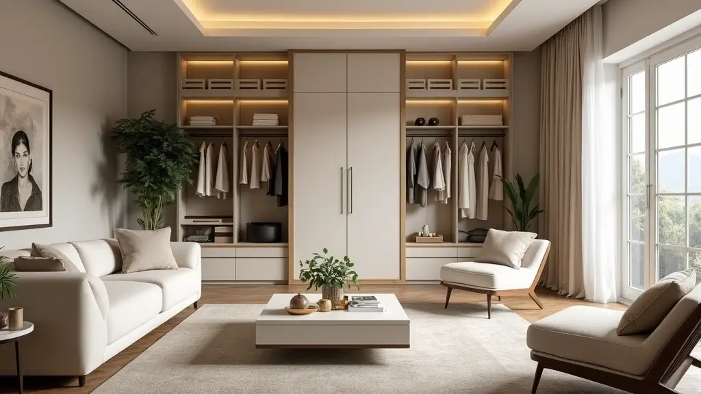 28 Wardrobe Design Living Room Ideas That Add Storage and Style