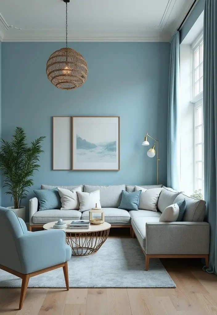 29 Baby Blue Living Room Ideas That Feel Airy and Soft - 29. Gentle Blue Tones
