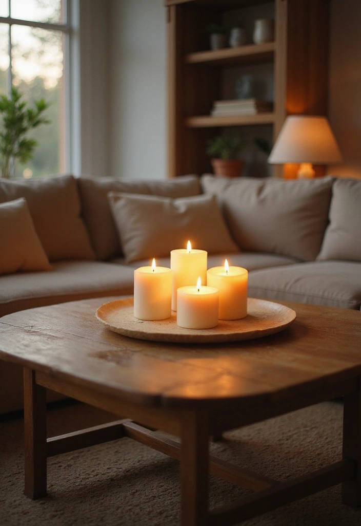 29 Beach Decor Living Room Ideas That Bring Coastal Calm - 15. Soft Lighting and Candles