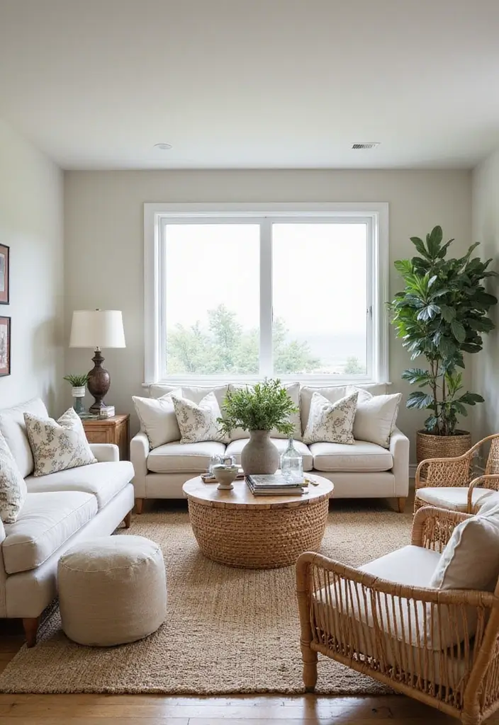 29 Beach Decor Living Room Ideas That Bring Coastal Calm - 16. Accent Pieces from Nature