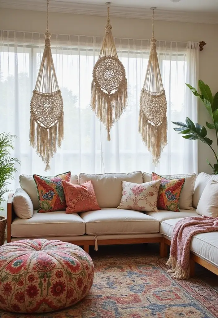 29 Beach Decor Living Room Ideas That Bring Coastal Calm - 19. Bohemian Beach Elements