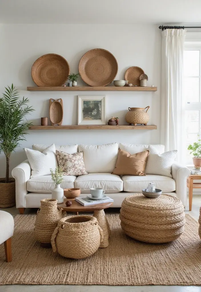 29 Beach Decor Living Room Ideas That Bring Coastal Calm - 21. Incorporate Artisanal Touches