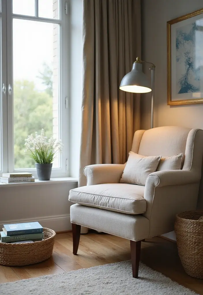 29 Beach Decor Living Room Ideas That Bring Coastal Calm - 24. Create a Relaxing Reading Nook