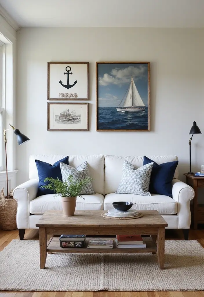 29 Beach Decor Living Room Ideas That Bring Coastal Calm - 3. Nautical Home Accents