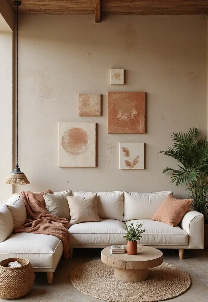 29 Interior Wall Tiles Living Room Ideas That Add Texture and Shine - 19. Earthy Color Palette Tiles