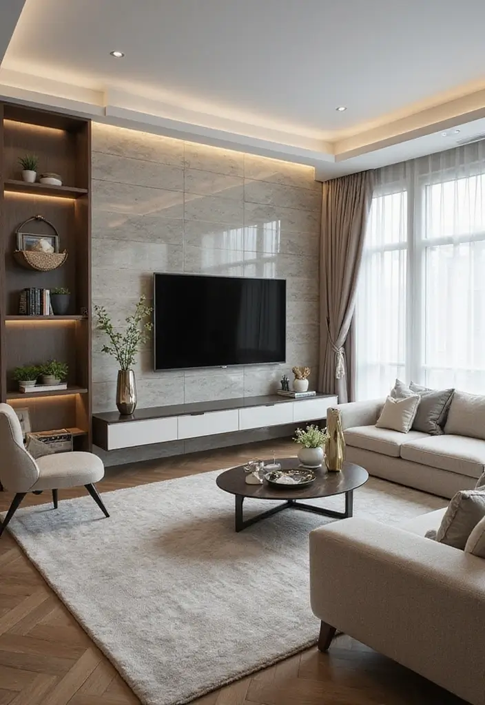 29 Interior Wall Tiles Living Room Ideas That Add Texture and Shine - 5. Glossy Glass Tiles