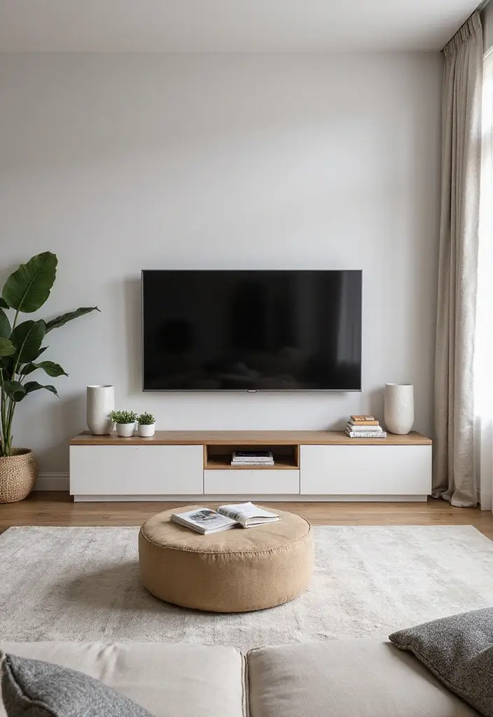 29 Living Room Ideas TV Wall Designs That Feel Smart and Sleek - 14. Minimalist Accessories