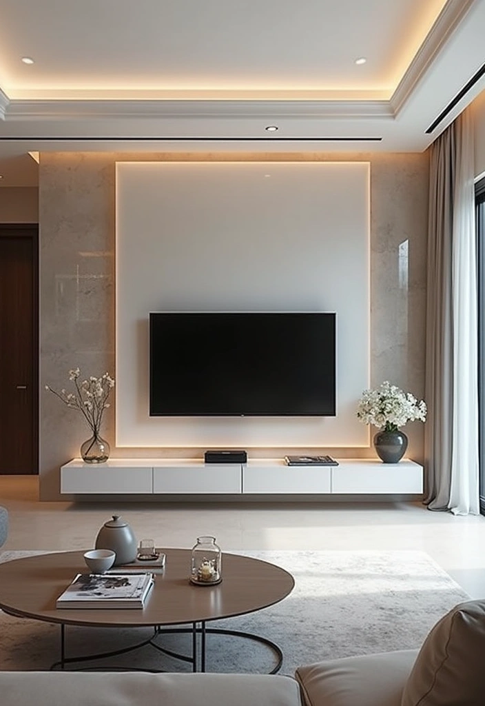 29 Living Room Ideas TV Wall Designs That Feel Smart and Sleek - 19. Glass Elements