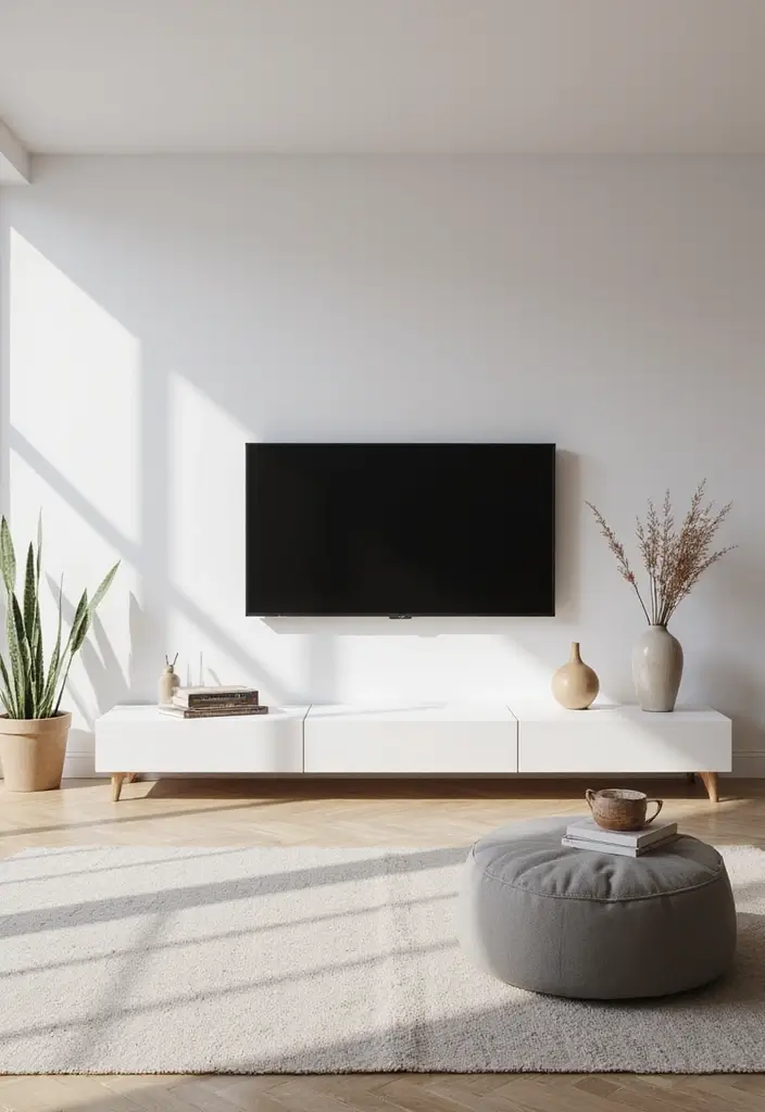 29 Living Room Ideas TV Wall Designs That Feel Smart and Sleek - 28. Clean Surfaces
