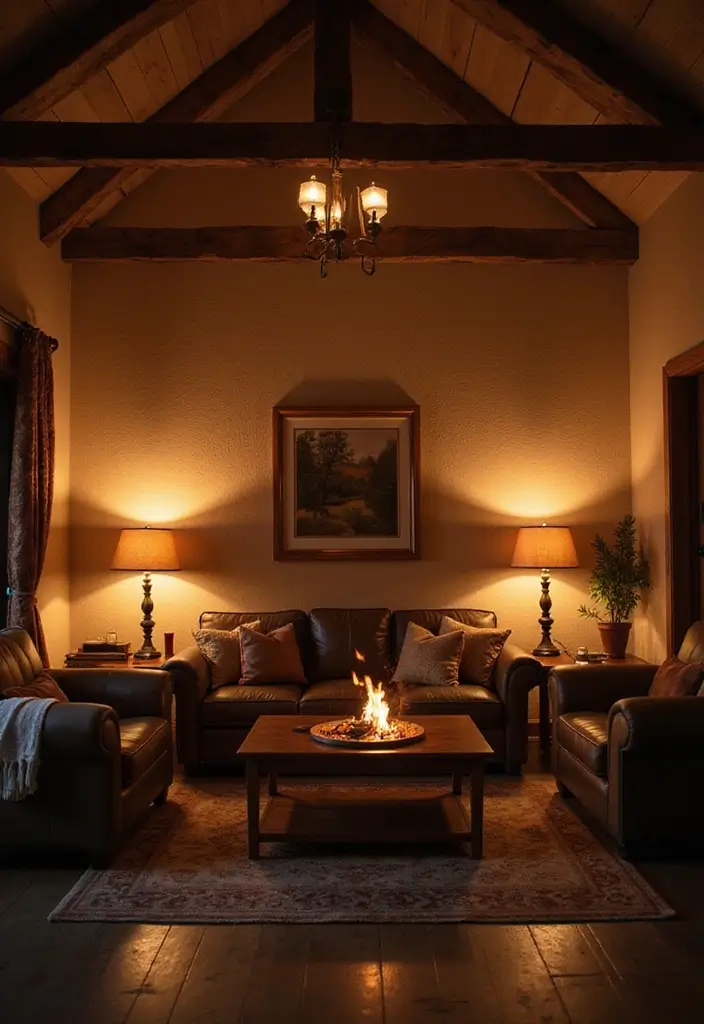 29 Living Room Interieur Landelijk Ideas That Feel Rustic and Cozy - 18. Soft Accent Lighting