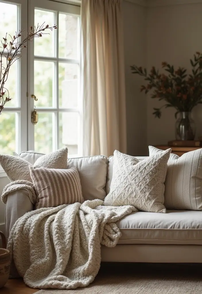 29 Living Room Interieur Landelijk Ideas That Feel Rustic and Cozy - 2. Soft Textiles for Comfort
