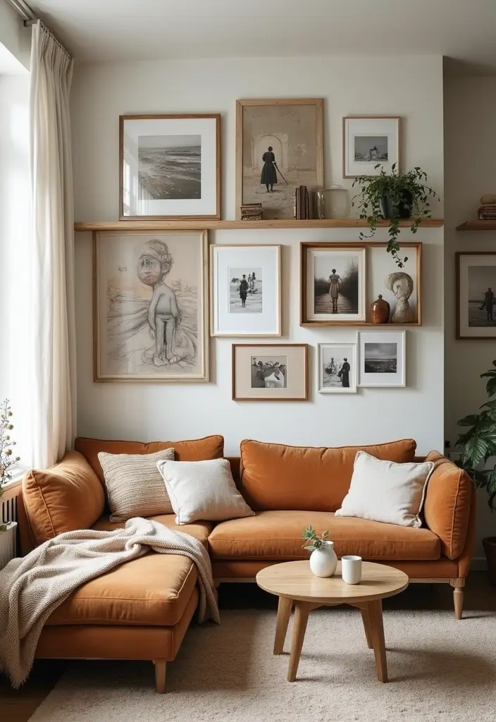 29 Living Room Interieur Landelijk Ideas That Feel Rustic and Cozy - 22. Personal Photography Displays