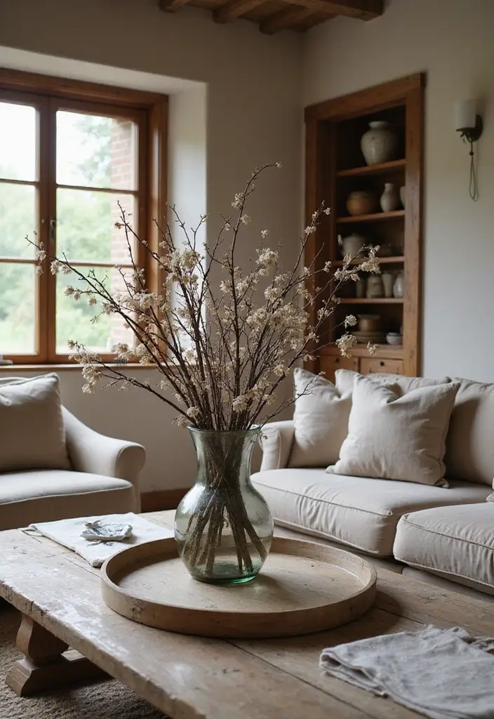 29 Living Room Interieur Landelijk Ideas That Feel Rustic and Cozy - 23. Nature-Inspired Centerpieces