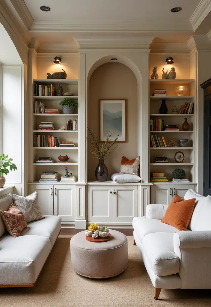 29 Living Room Interieur Landelijk Ideas That Feel Rustic and Cozy - 26. Custom Built-Ins