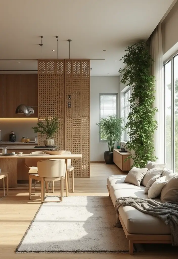 29 Living Room Kitchen Partition Ideas That Create Flow and Function - 14. Lattice Partitions