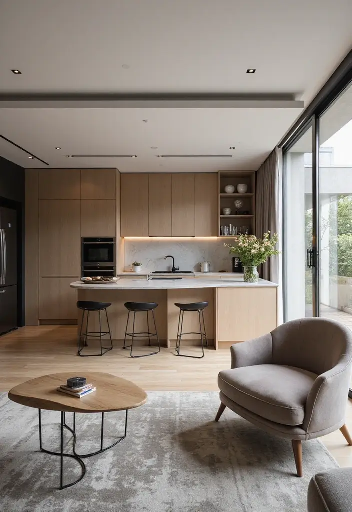 29 Living Room Kitchen Partition Ideas That Create Flow and Function - 16. Floating Partitions