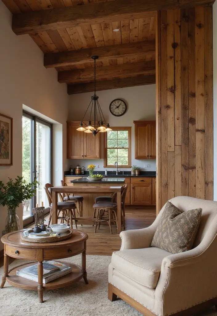 29 Living Room Kitchen Partition Ideas That Create Flow and Function - 24. Reclaimed Wood Dividers