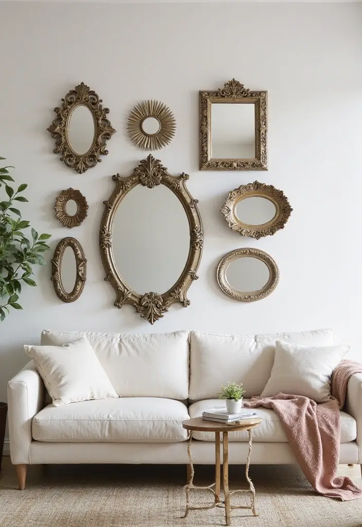 29 Living Room Wall Art Ideas That Elevate Your Decor - 10. Creative Use of Mirrors