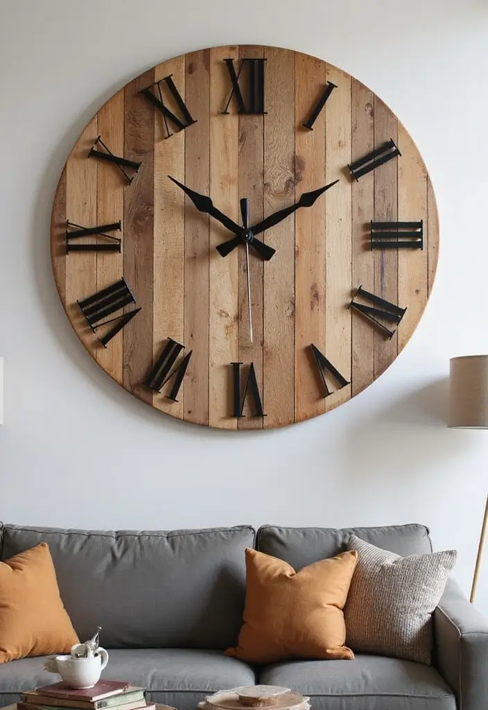 29 Living Room Wall Art Ideas That Elevate Your Decor - 17. Statement Wall Clock