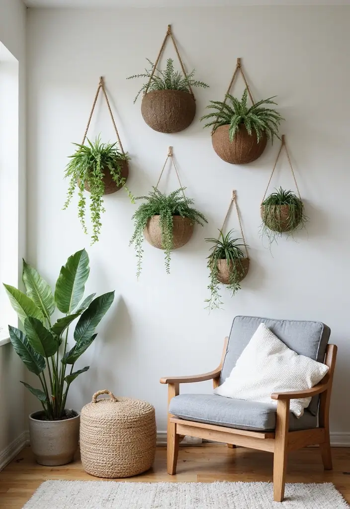 29 Living Room Wall Art Ideas That Elevate Your Decor - 21. Artistic Plant Holders