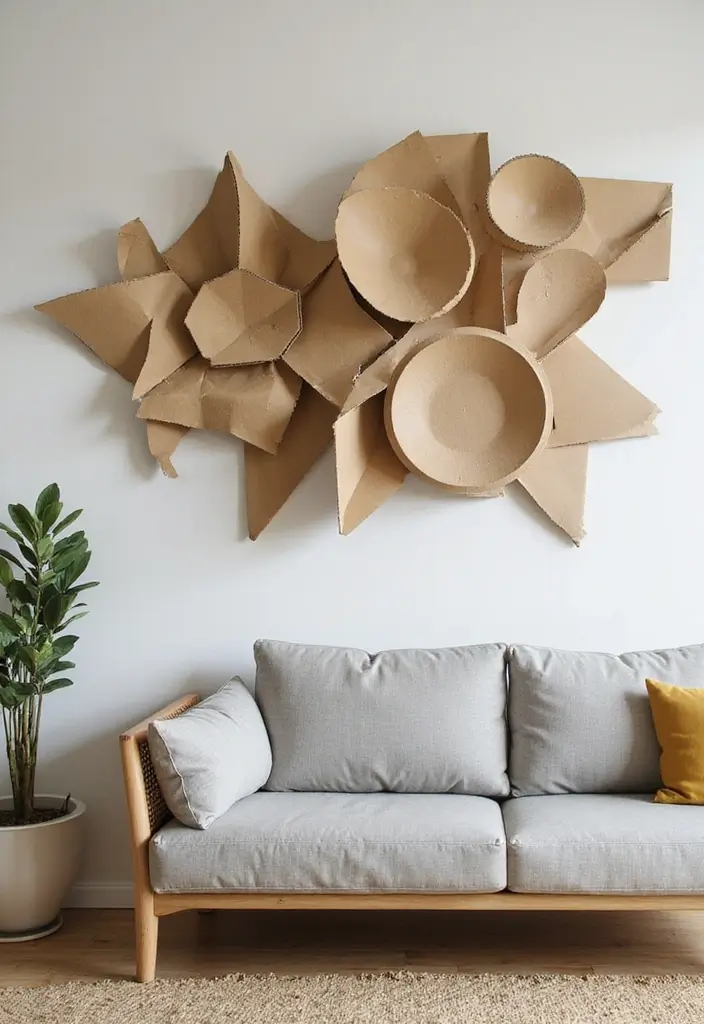29 Living Room Wall Art Ideas That Elevate Your Decor - 23. Art from Cardboard