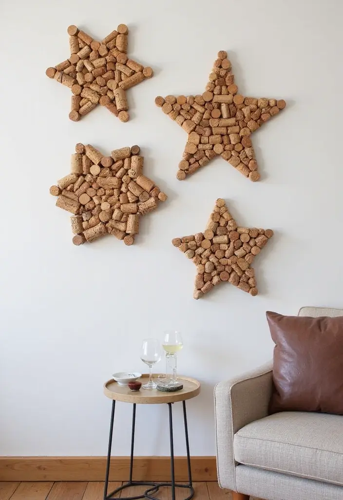 29 Living Room Wall Art Ideas That Elevate Your Decor - 28. Upcycled Wine Cork Art