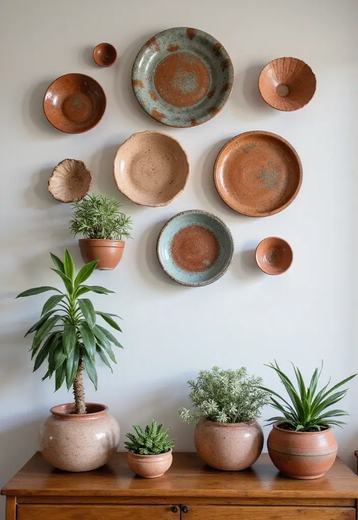 29 Living Room Wall Art Ideas That Elevate Your Decor - 5. Handmade Pottery Wall Art
