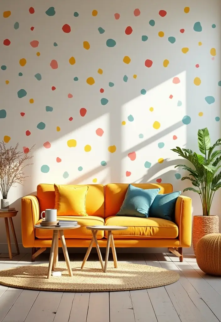 29 Living Room Wallpapering Ideas Modern and Minimal - 10. Whimsical Dots
