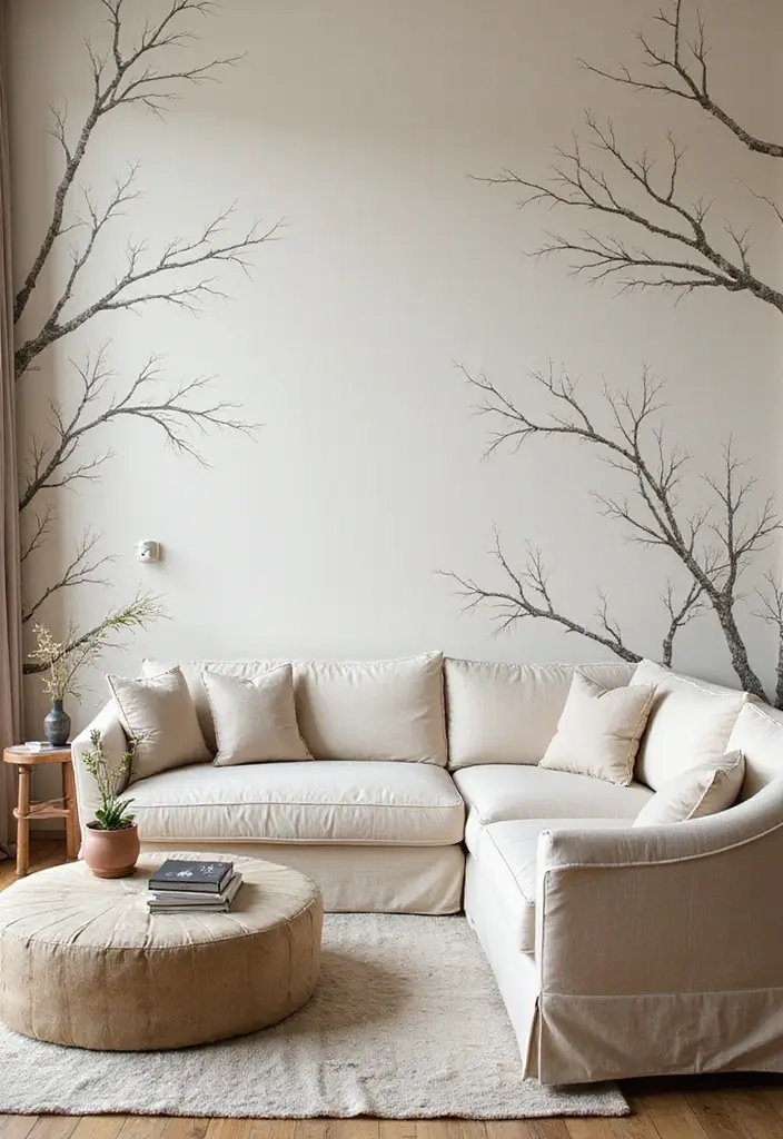 29 Living Room Wallpapering Ideas Modern and Minimal - 14. Natural Motifs